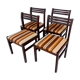 4 chaises vintage en bois et tissu années 70