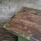 Antique workbench green kitchen island