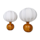 Sculptural modern table lamps from the mid-century in solid pine, Fagerhults Sweden, 1970.