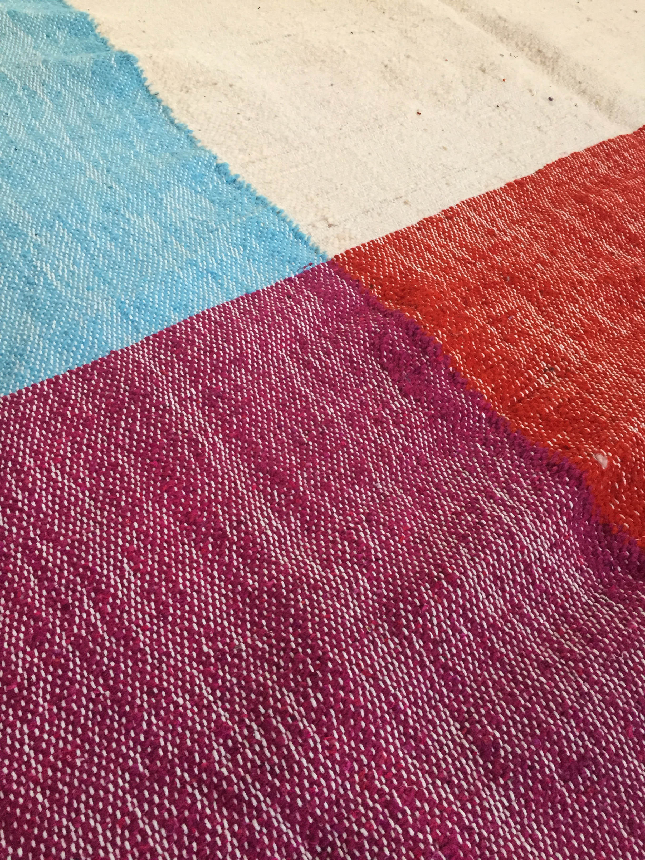 Moroccan Berber Kilim carpet ecru with colorful flats 264x204cm