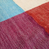 Moroccan Berber Kilim carpet ecru with colorful flats 264x204cm