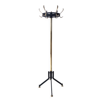 Revolving Brass and Varnished Iron Coat Rack, Italy
