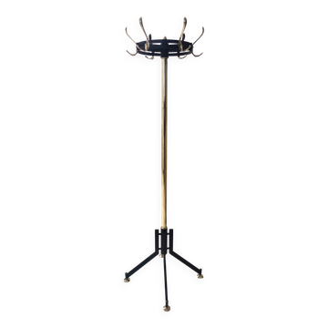 Revolving Brass and Varnished Iron Coat Rack, Italy