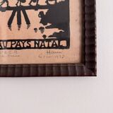 Color lithograph by Hansi Crossing the Rhine 1918