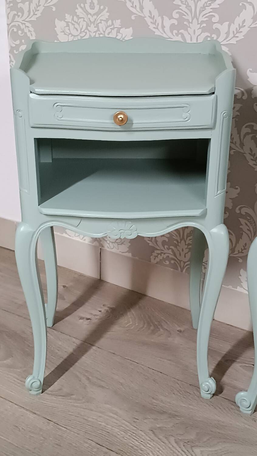 Louis XV style chest of drawers and bedside tables.