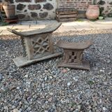 2 African carved wooden stools