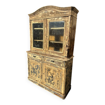 Grand vaisselier deux corps Louis Philippe – patine bleu beige