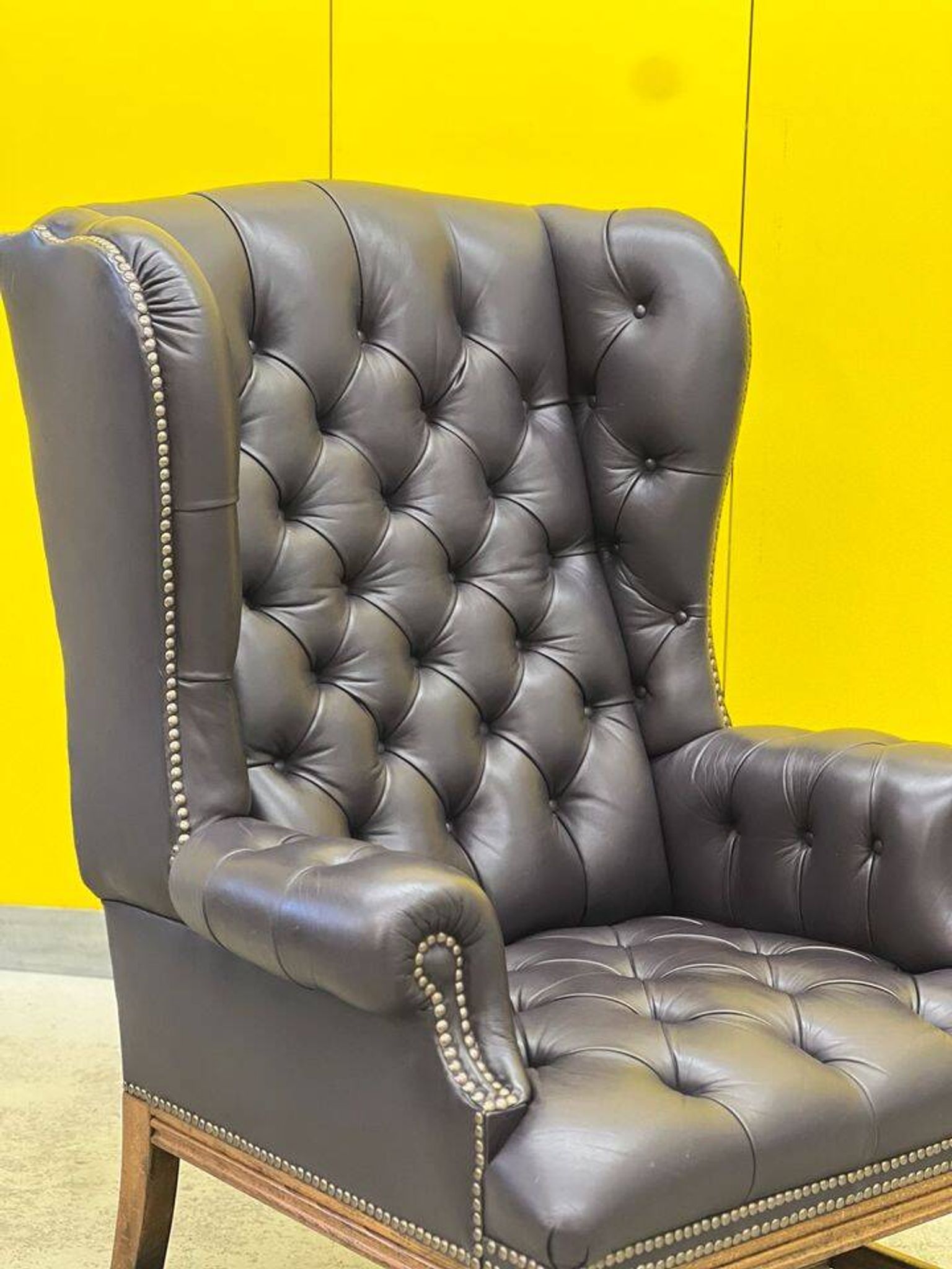 Vintage Tufted Leather Chesterfield Style Wing Back Chair (Price is For One Chair)