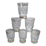 Set of 6 engraved cups and golden spirals 50-60s