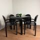 Knoll Orsay set – table & 4 chairs – black lacquered steel & faux leather