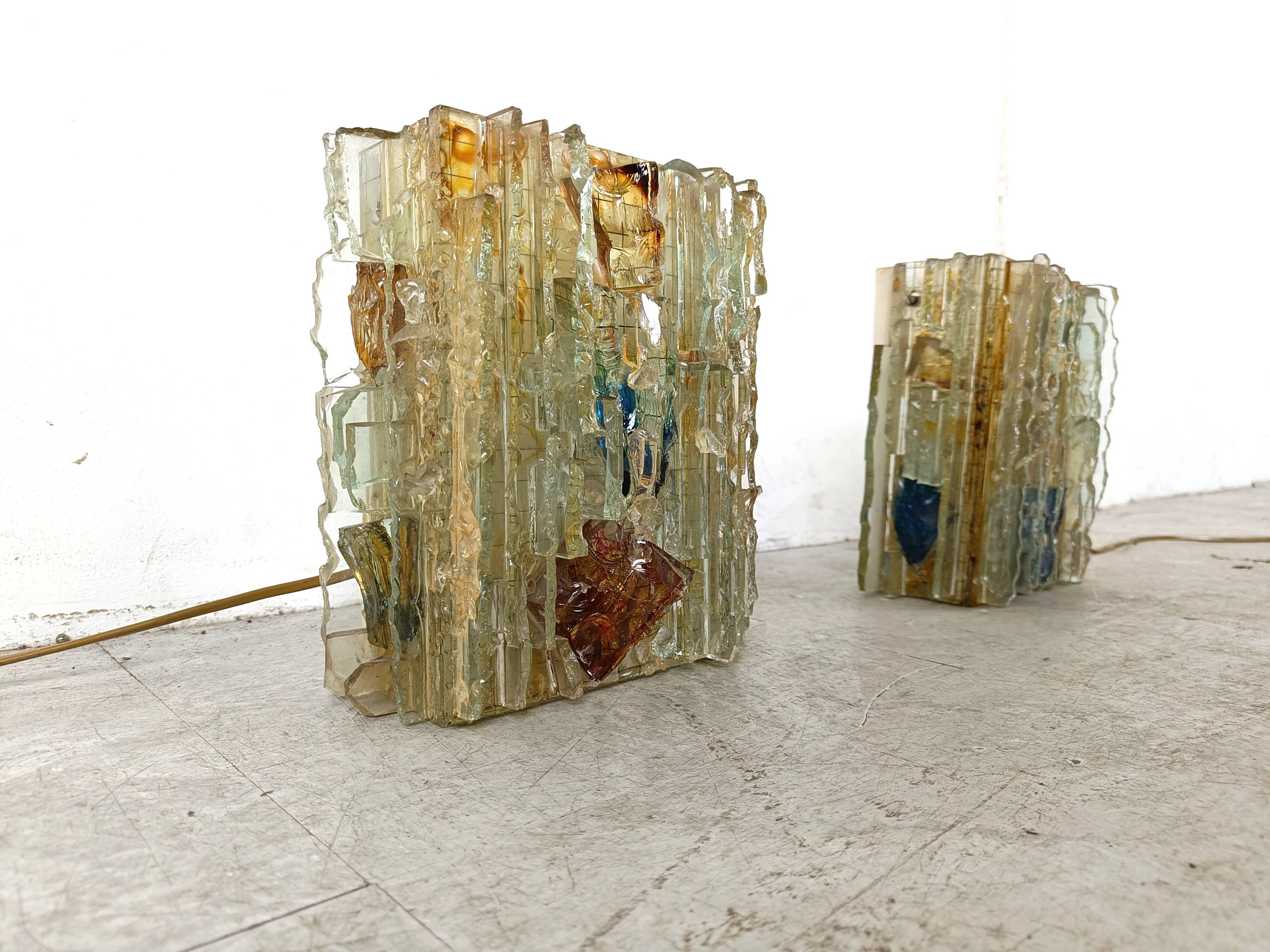 Vintage glass wall lamp by W. van Oyen for Raak, 1960s