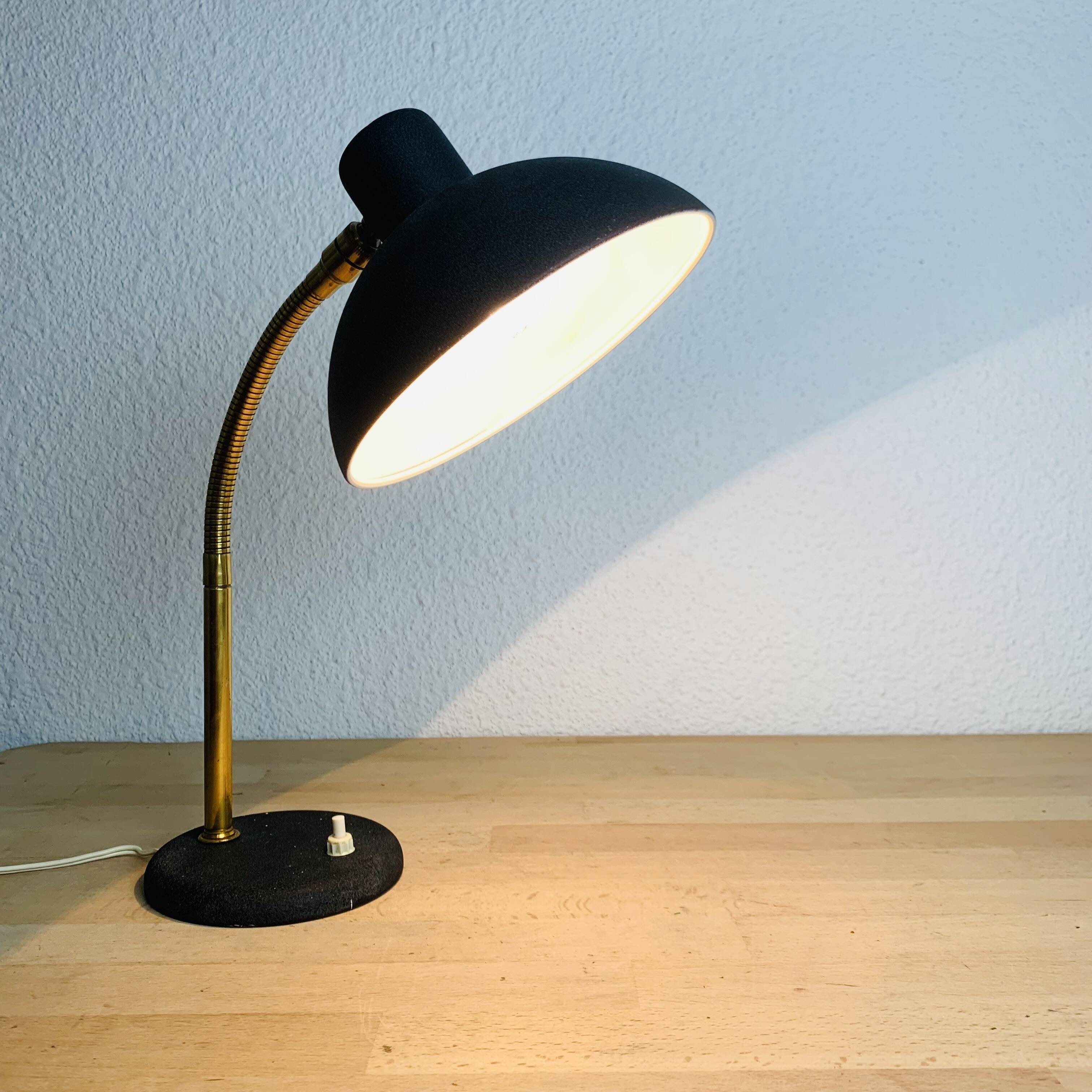 Vintage 50s brass and black lamp