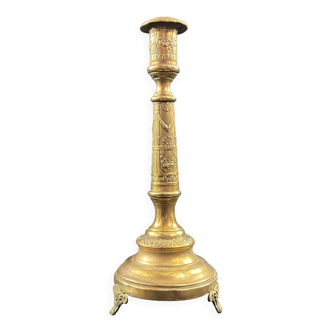 Transition style candlestick in late 19th century brass signed Bauminger Warszawa