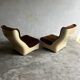 Airborne 1970s Modular 4-Seater Sofa — Brown Velvet Cushions with Cream ABS Shell