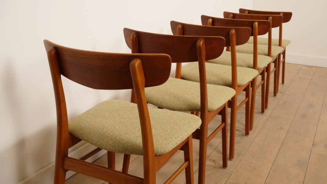 6 x dining chairs | Farstrup | Model 210 | Reupholstered | Green