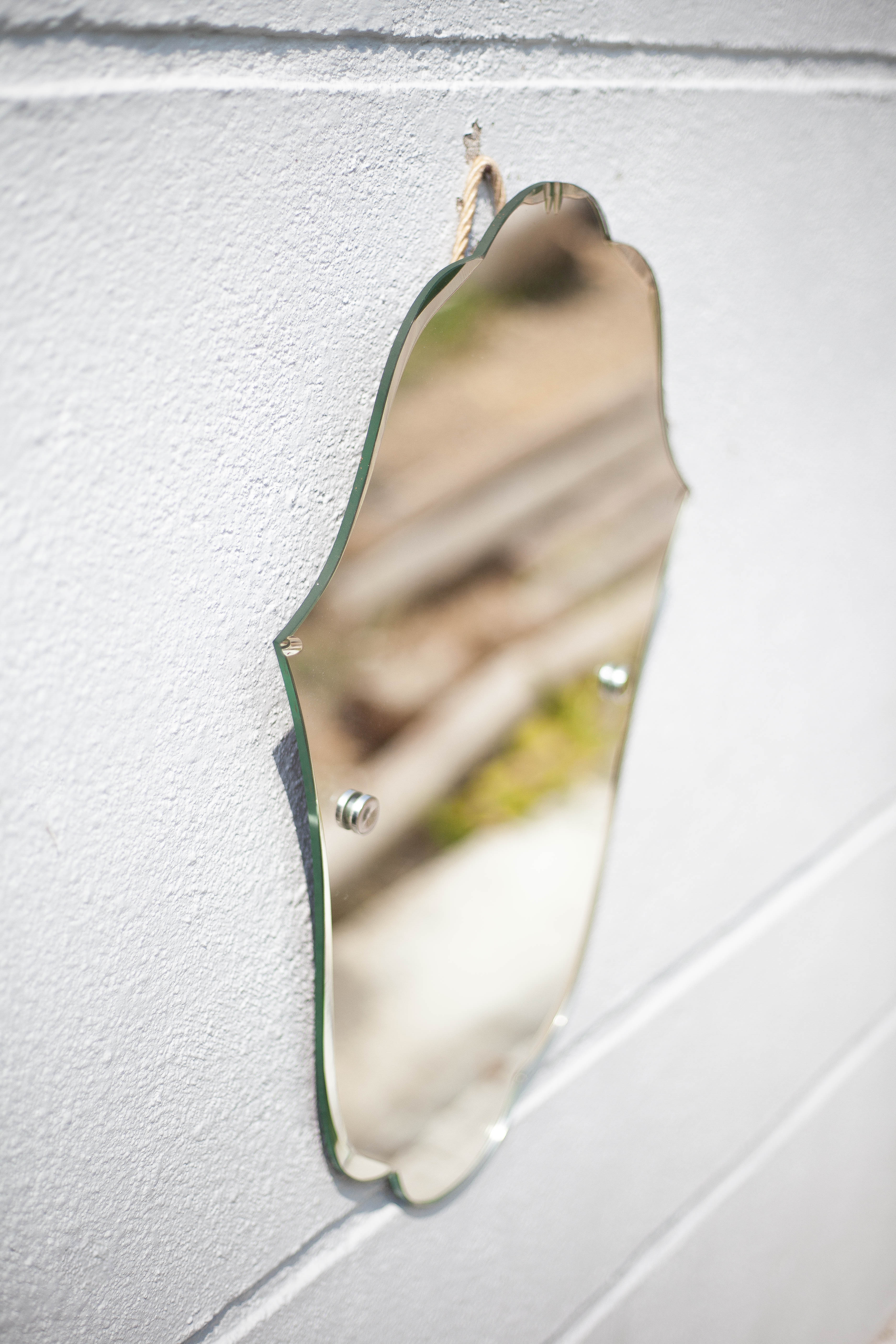 Art deco mirror, wall mirror, Fatma's hand shaped mirror, bevelled mirror