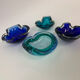 Mid century design set of 4 blue murano glass bowls , 1970's