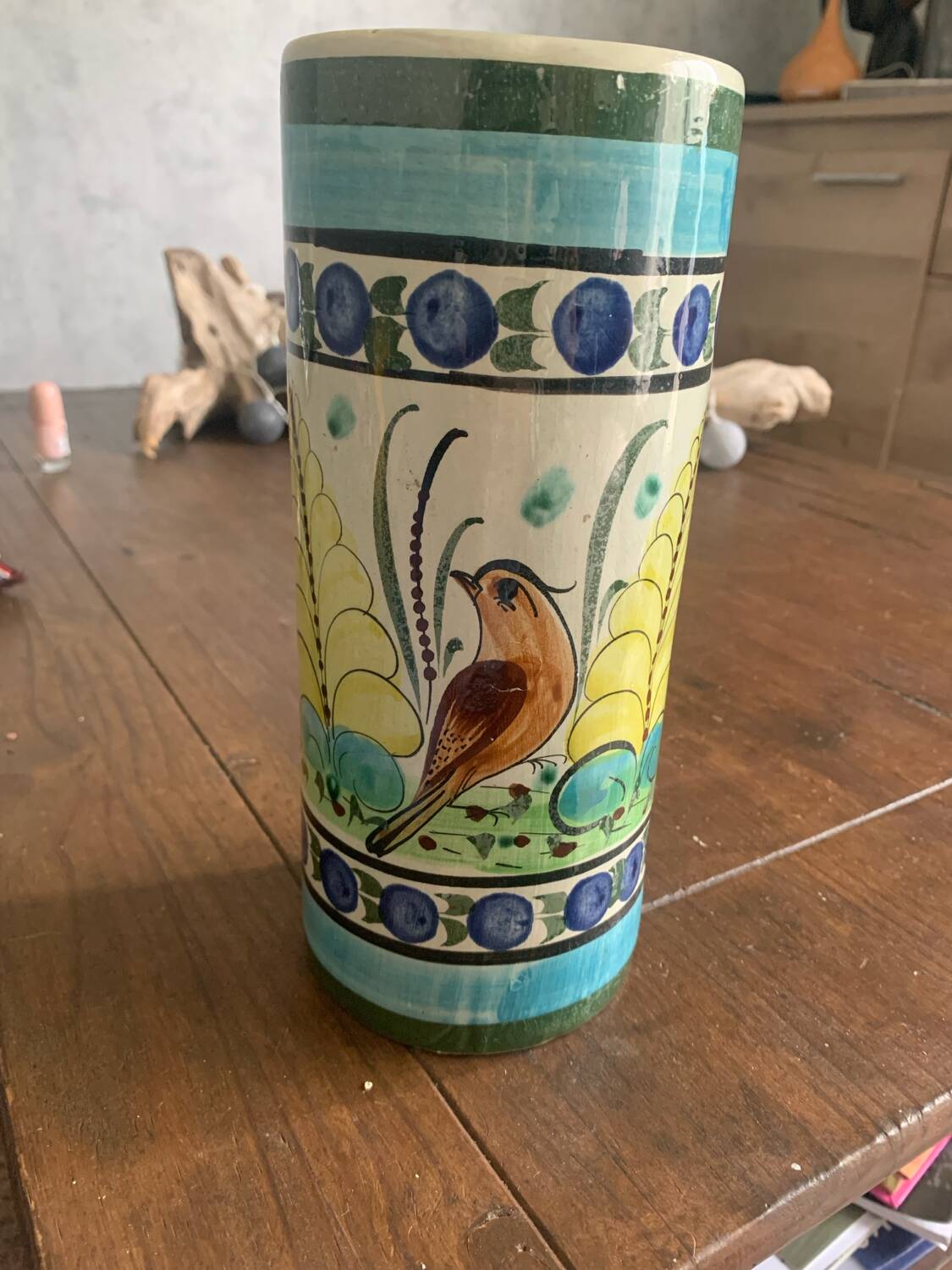 Tonala Mexico Bird Decor Vase