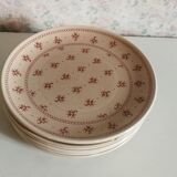 Plates to desserts, fine faience of Gien, flowers pink powder