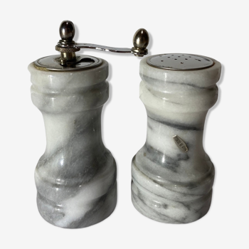 Retro Salt and Pepper Shakers | Vintage Salt and Pepper Grinders Made Of Marble 1970s