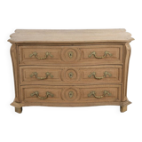 Louis XV chest of drawers with 3 drawers in raw wood