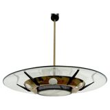 Pendant Light in Glass and Brass from Stilnovo, Italy, 1950s