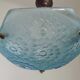 French Art Deco Degué Ice Blue Hexagonal Glass Pendant Ceiling Light