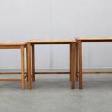 Mid-century Danish oak nesting tables with tile tops