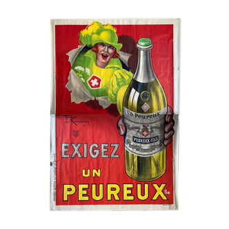 Affiche originale "Exiger un Peureux" Apéritif, Bistrot 160x240cm 1925