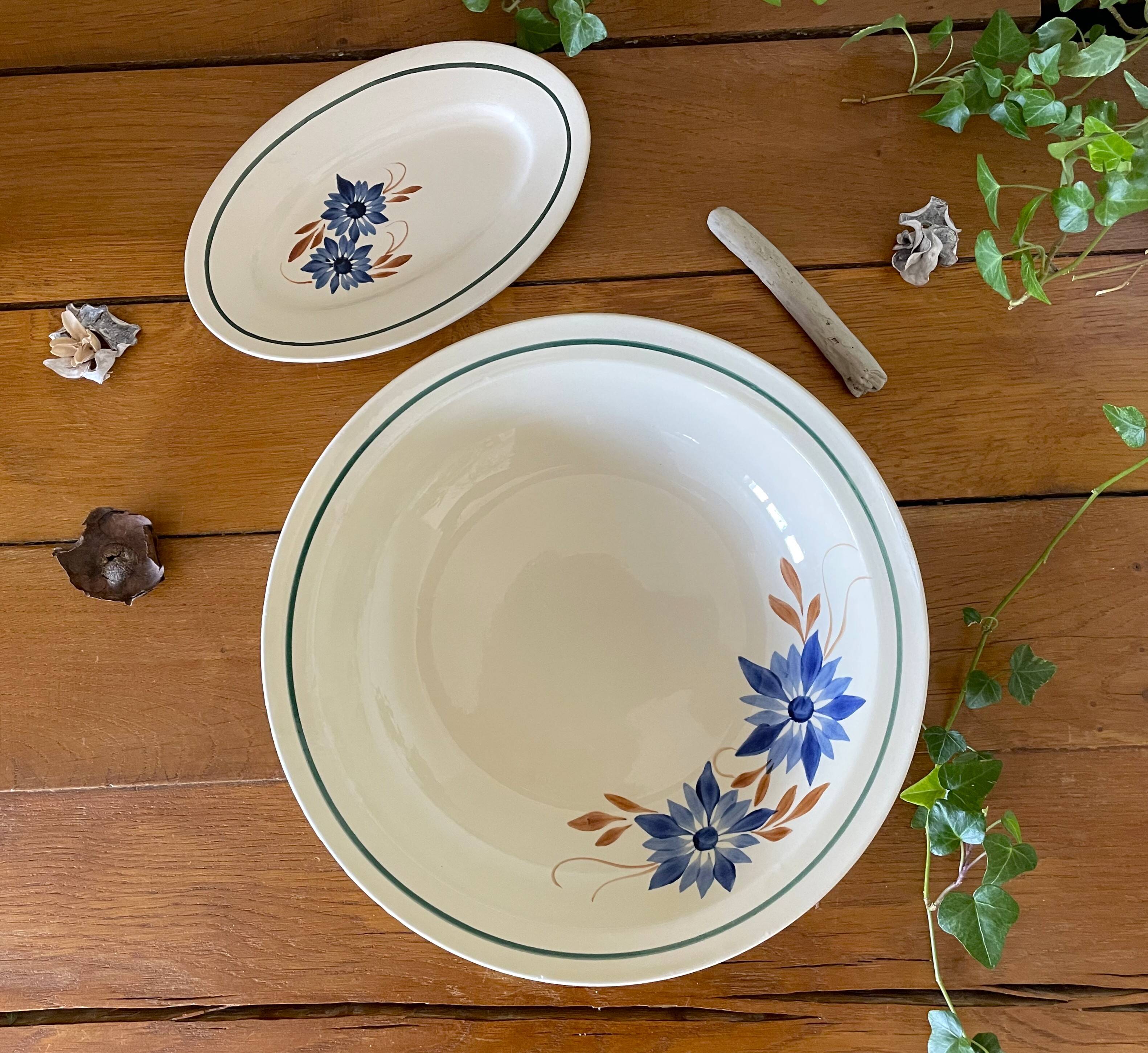 Antique salad bowl in earthenware from Choisy-le-Roi