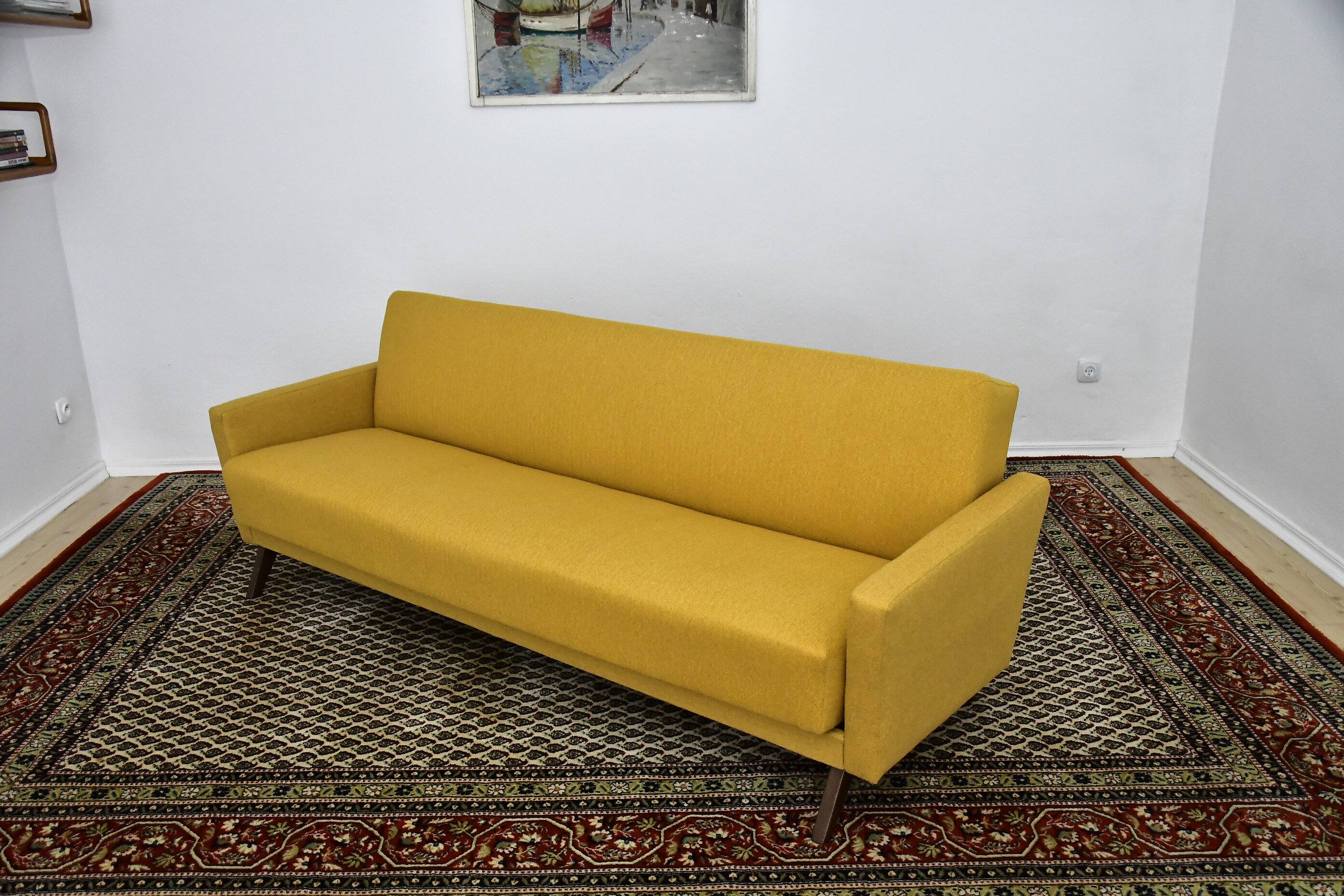 Yellow Folding sofa, daybed, 1960s