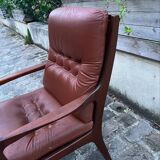 Fauteuil vintage en cuir marron
