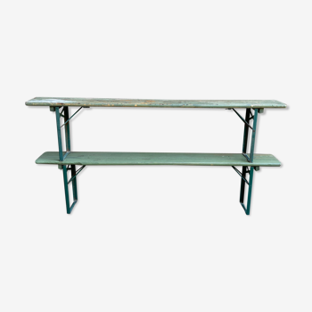 Pair of folding guinguette benches