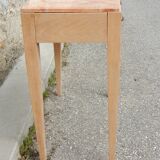 Ancienne console Art Déco - Hêtre et marbre rose - Table d'appoint