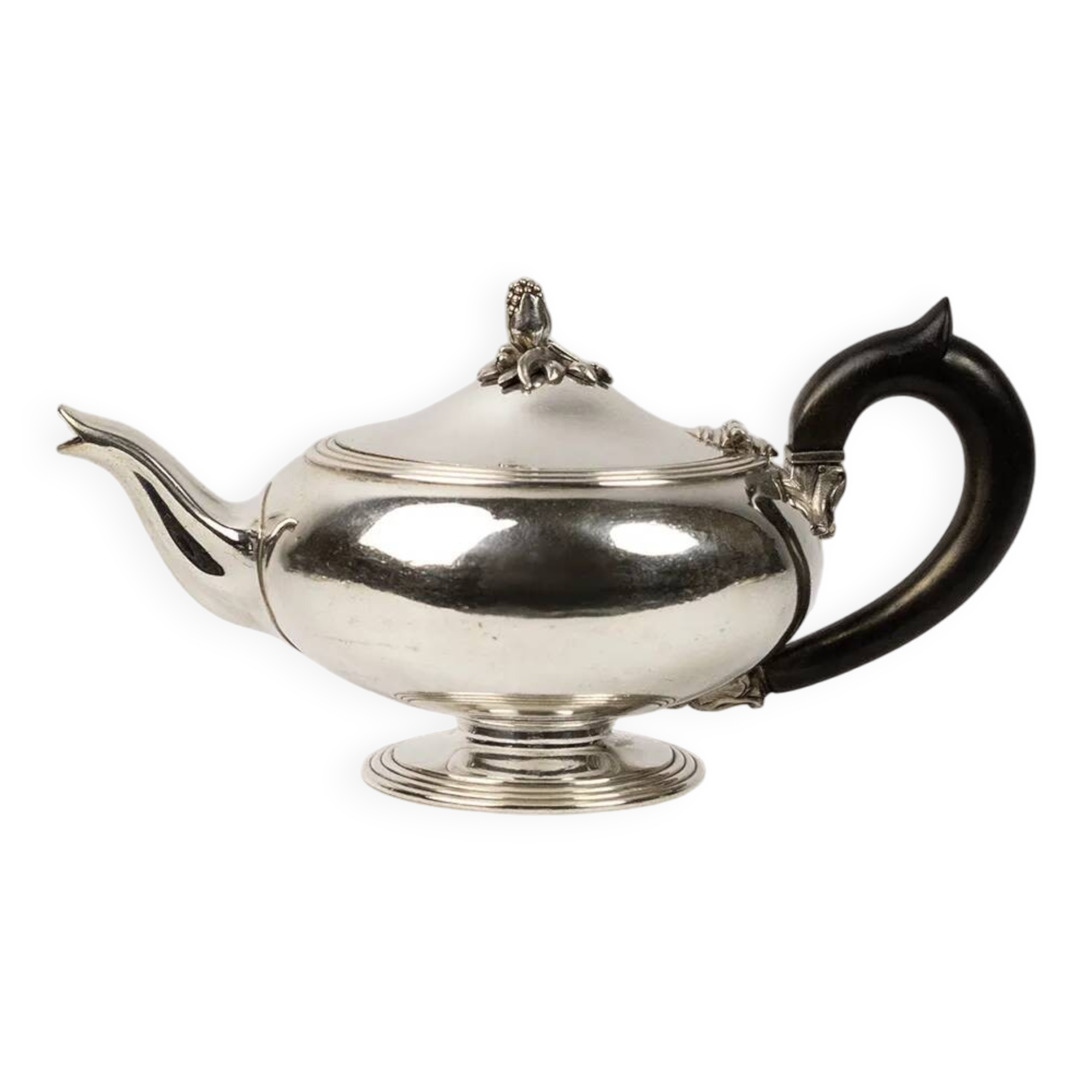 Christofle teapot in silver-plated metal and blackened wood – late 19th century