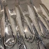 6 forks, 6 fish knives, silver-plated metal, silversmith Ercuis LXV 29