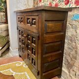 Brutalist geometric carved Spanish sideboard