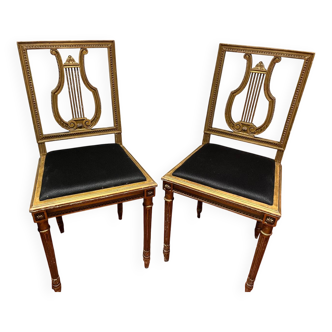 Pair of Louis XVI style Lyre chairs