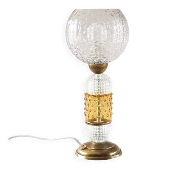 Bubble and amber glass lamp