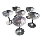 6 vintage champagne glasses in ground glass