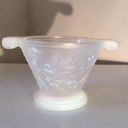 Opalescent glass footed bowl with mistletoe decor Etling France Art Deco 19