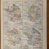 Old map of political and administrative France - 1900