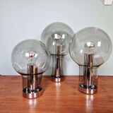 Maxi Globe trio of ceiling lights in smoked glass, RAAK Amsterdam, 1960