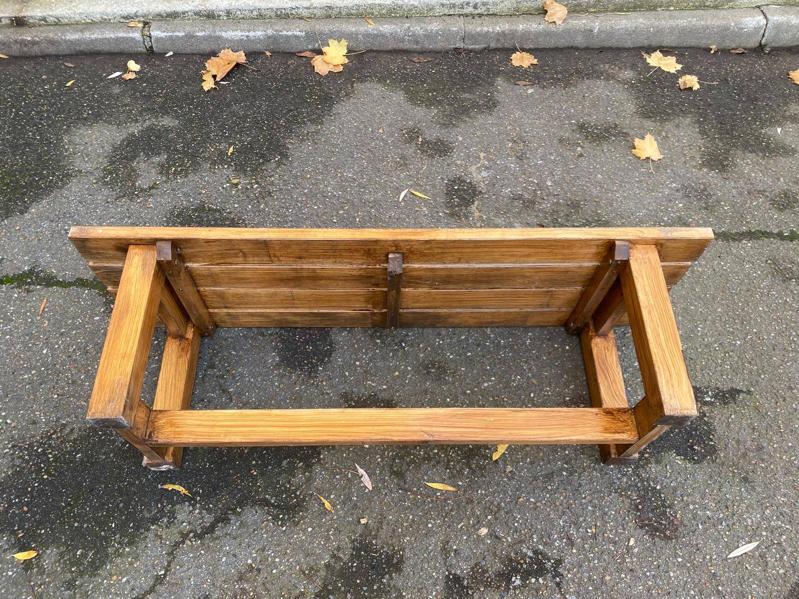 Vintage solid wood farm bench, 115cm