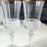 Lot of 6 x Large Wine Glasses. Valencay Gold/Crystal d'Arques model.