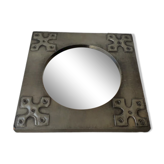 Signed pewter mirror