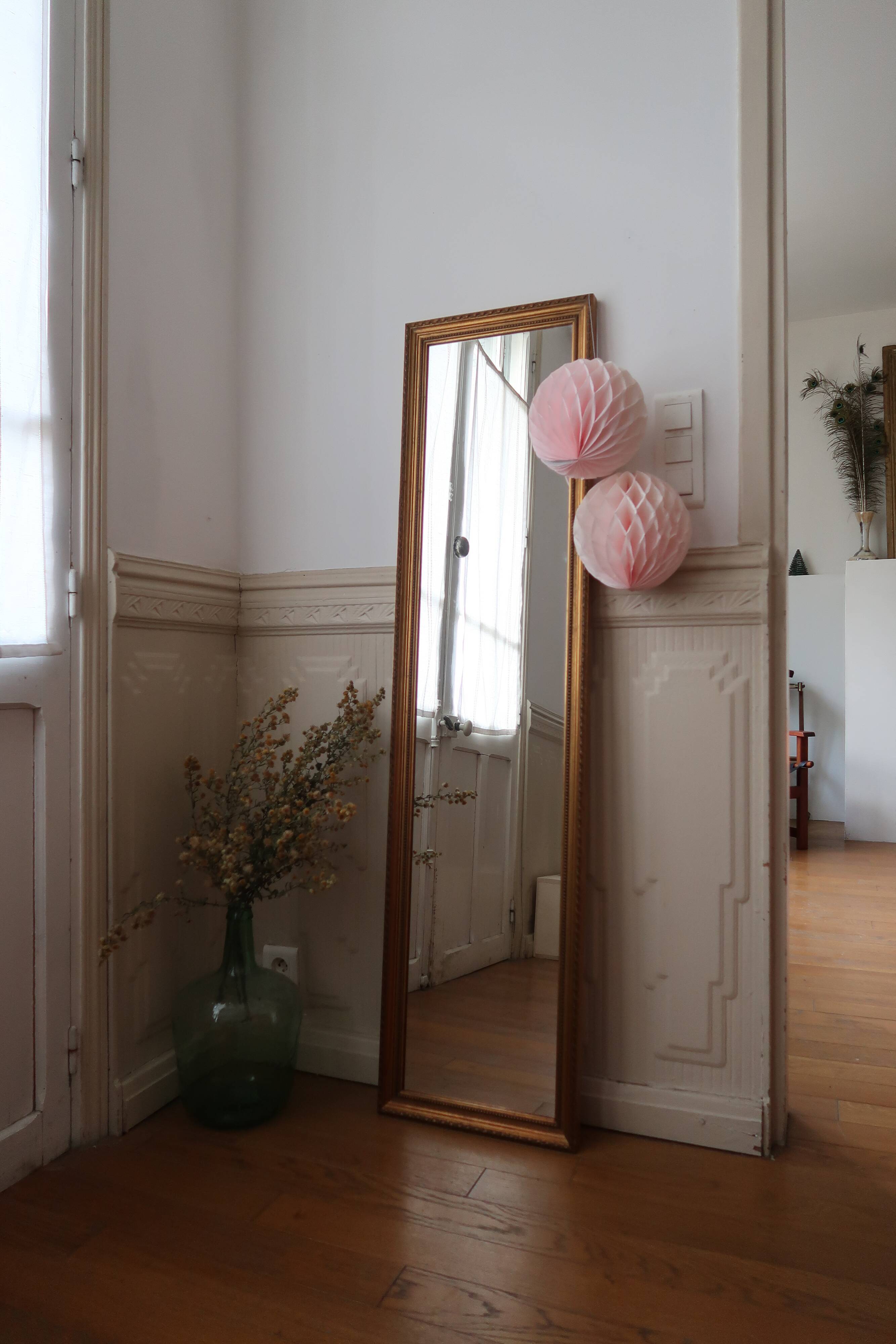 Very large golden mirror full foot 37x147cm