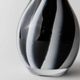 Vintage Murano glass vase from the 1980s, black and white swirl pattern, thick Italian art glass.