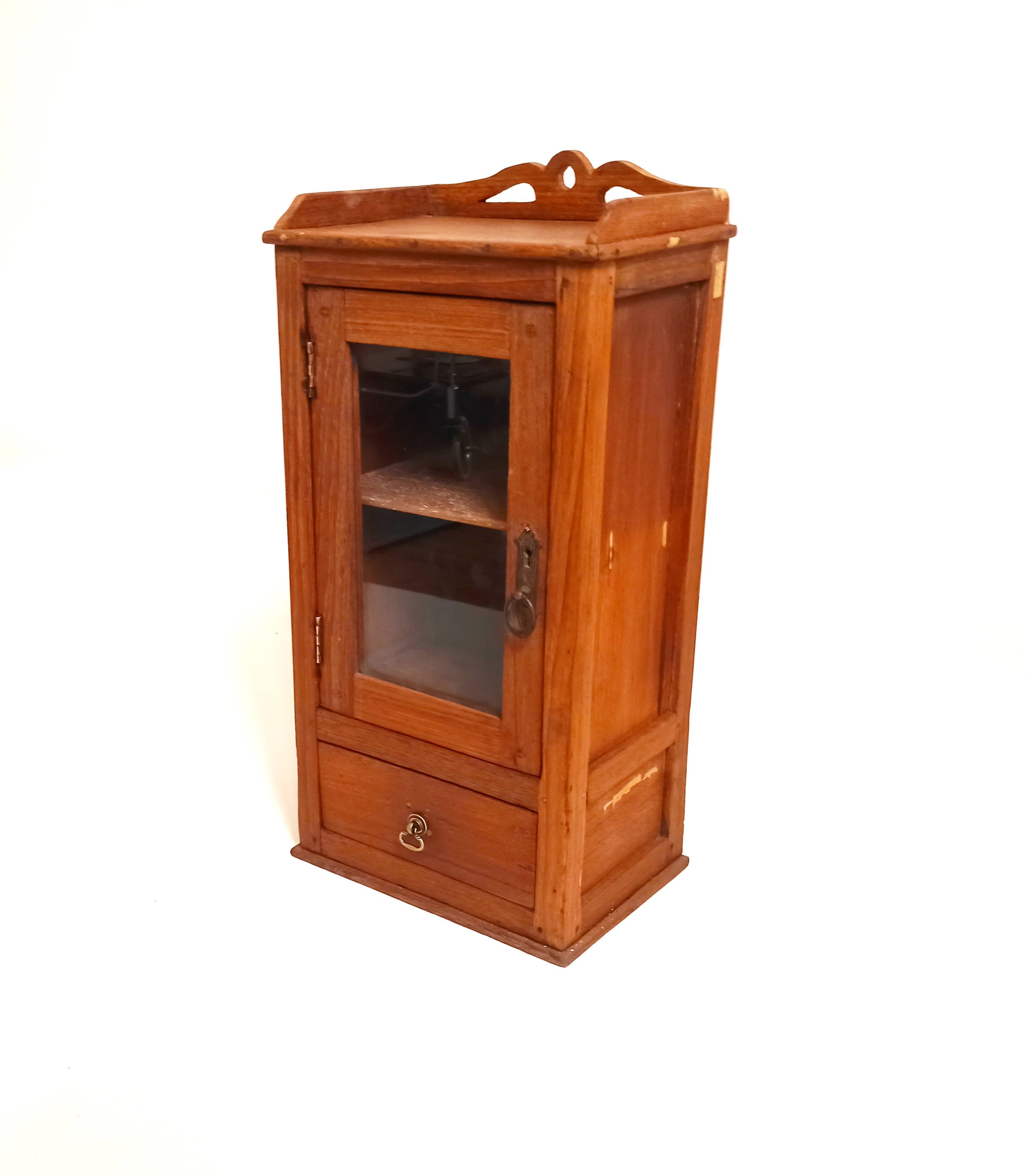 Wall display case early 20th Solid Burmese teak Height 55 cm