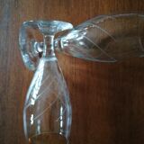 Eight champagne flutes in engraved glass